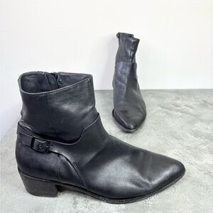 INK I.N.K black leather pointed toe ankle boots heeled size 38.5 US 8
